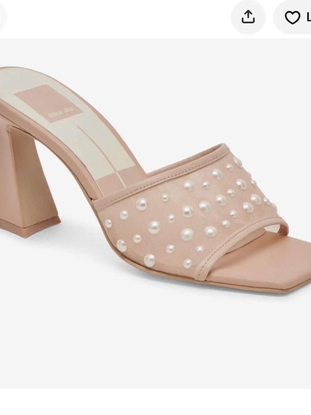 Dolce Vita Blush Pearl-Embellished Block Heel Mule